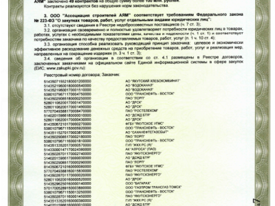 Сертификат соответствия о внесении в реестр добросовестных поставщиков - 2023