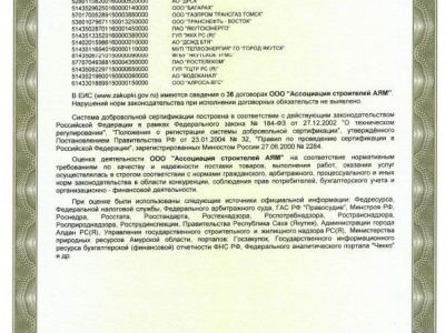 Сертификат соответствия о внесении в реестр добросовестных поставщиков - 2024